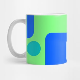 Retro Abstract Dream Space Teal Blue White on Bright Green Mug